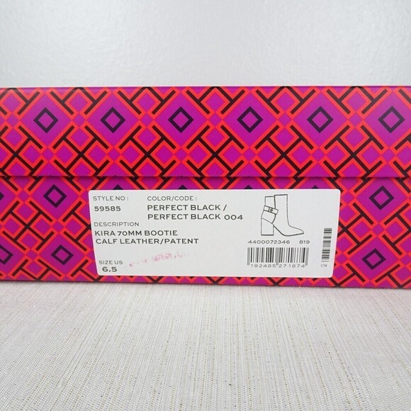 TORY BURCH Kira 70MM Booties Women's Boots Black Patent Leather 6.5 EUC - Picture 14 of 15